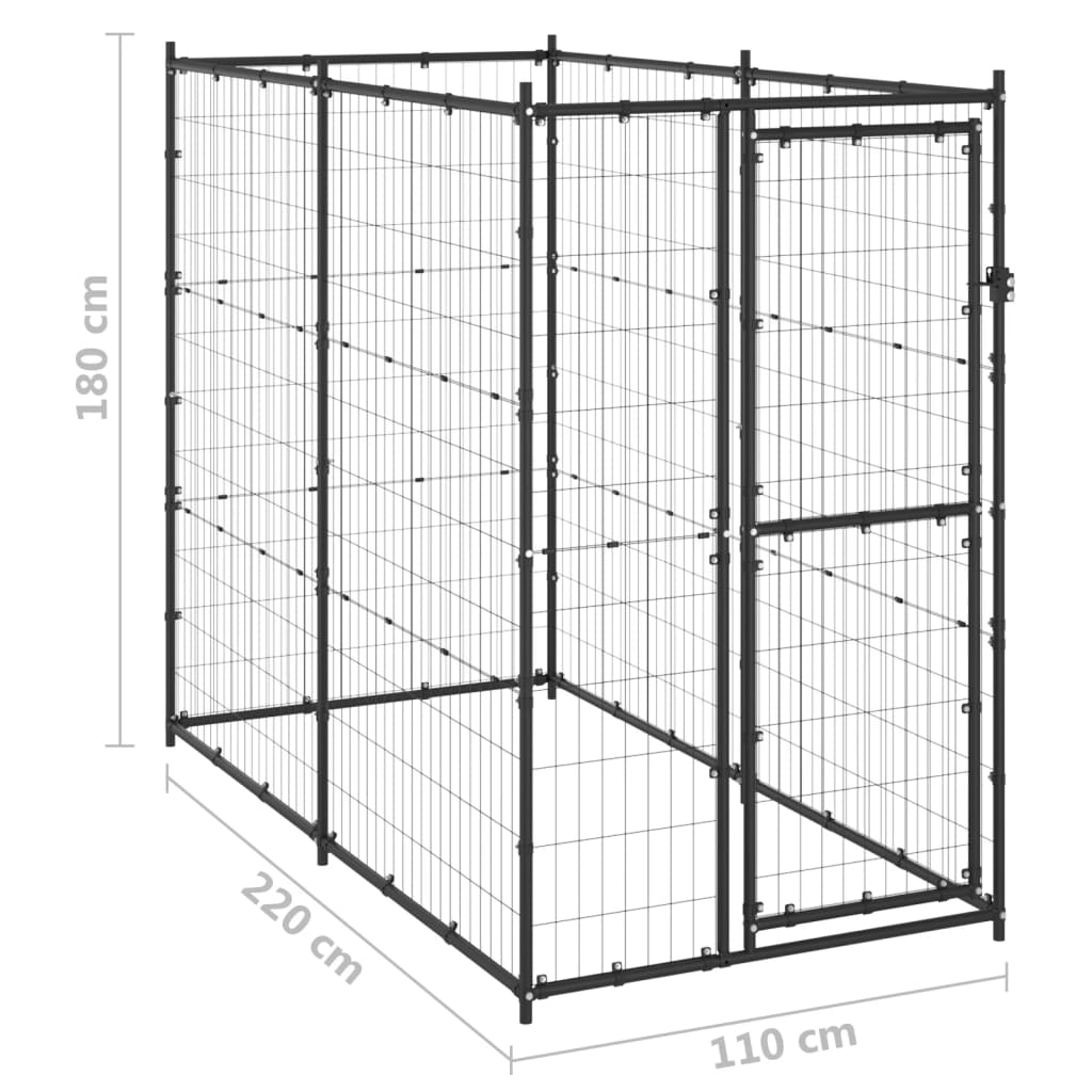 Gabbia per Cani da Esterno in Acciaio 110x220x180 cm