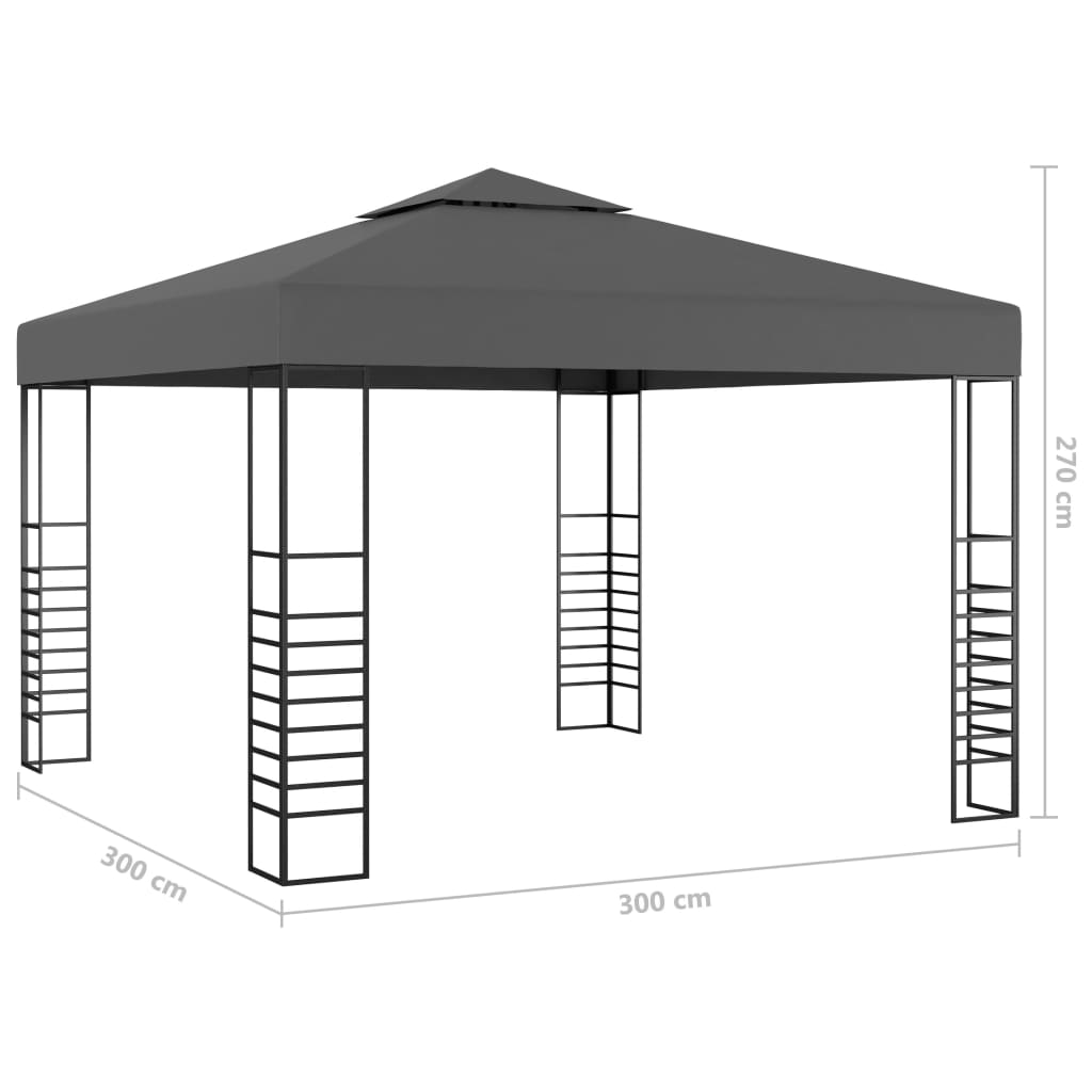 Gazebo da Giardino con Luci LED a Stringa 3x3 m Antracite