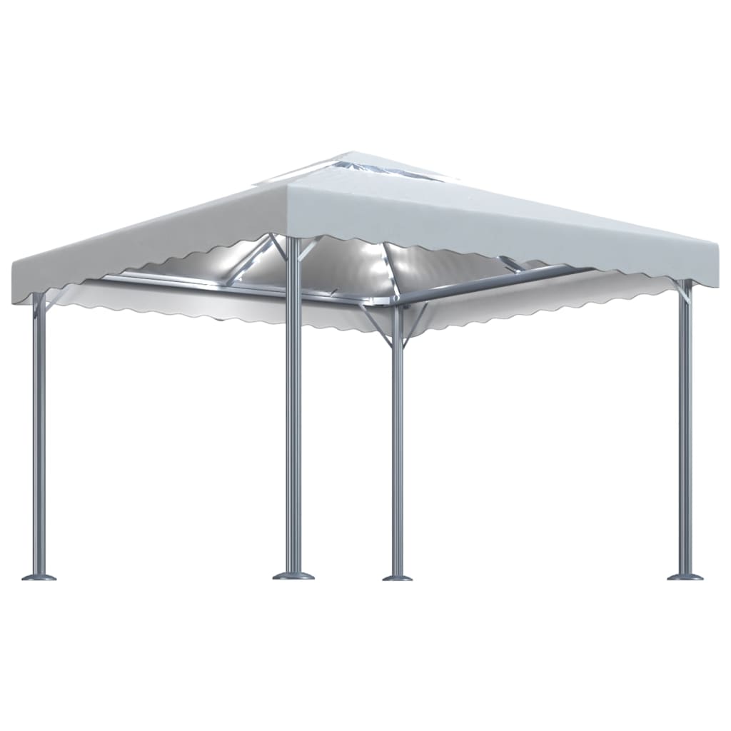 Gazebo con Stringa di Luci LED 300x300 cm Crema in Alluminio