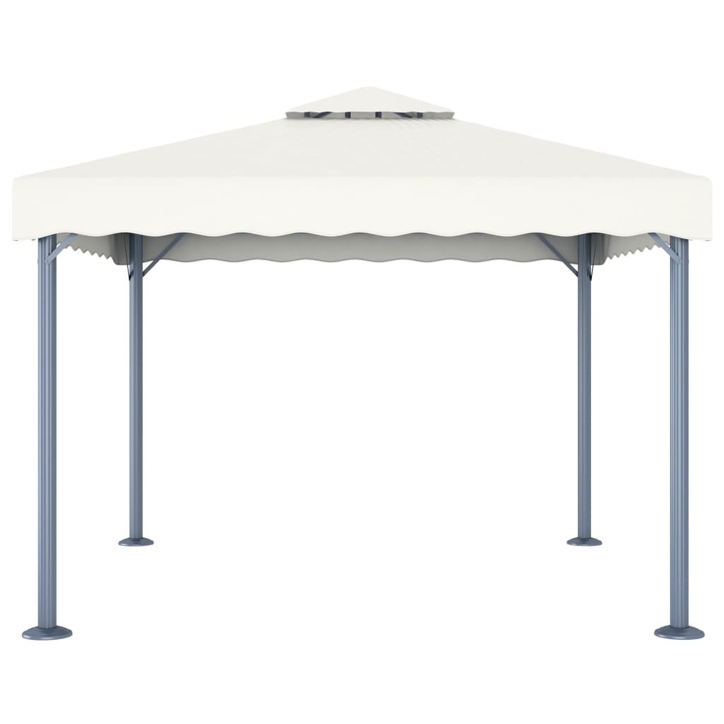 Gazebo con Stringa di Luci LED 300x300 cm Crema in Alluminio