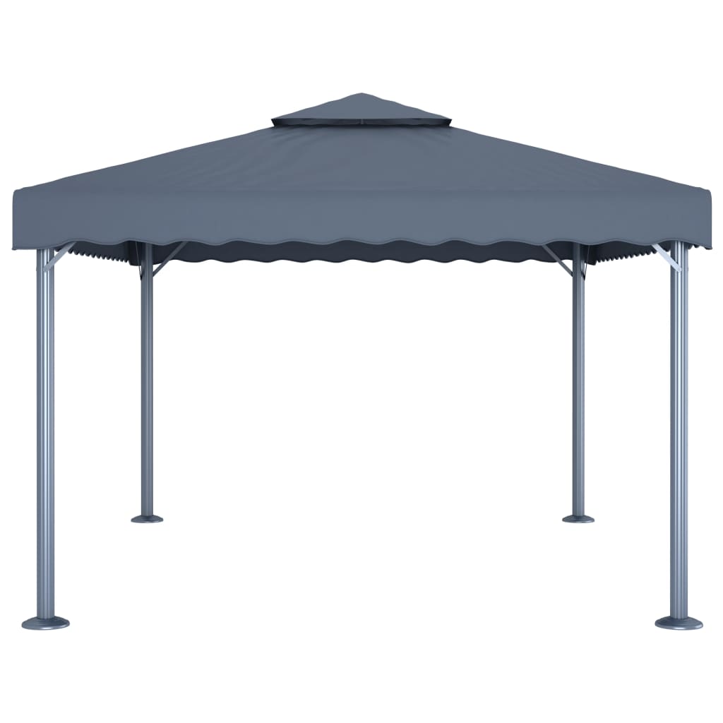 Gazebo con Pareti e Luci LED 400x300 cm Antracite in Alluminio