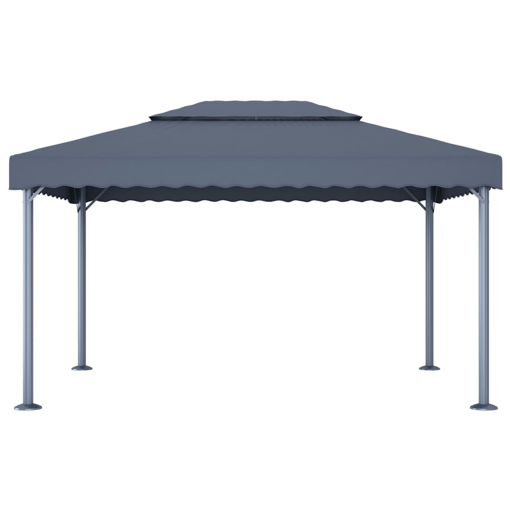 Gazebo con Pareti e Luci LED 400x300 cm Antracite in Alluminio