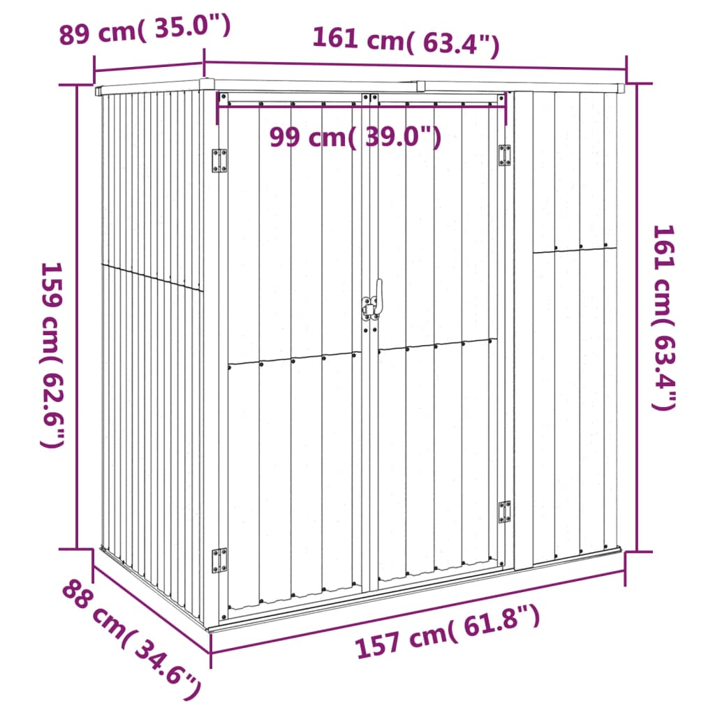 Capanno per Attrezzi Grigio 161x89x161 cm in Acciaio Zincato
