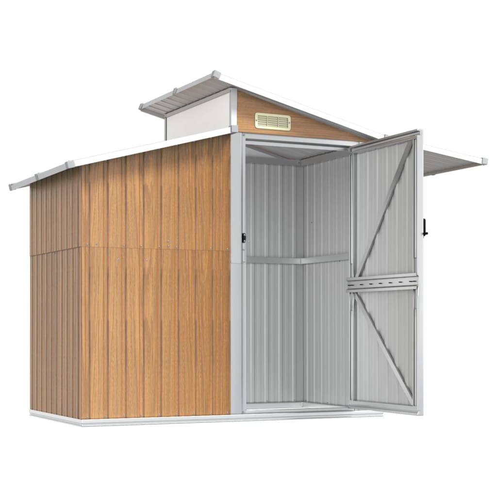 Capanno da Giardino Marrone 270x130x208,5 cm Acciaio Zincato