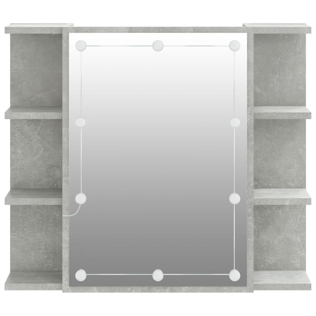 Mobile a Specchio con LED Grigio Cemento 70x16,5x60 cm