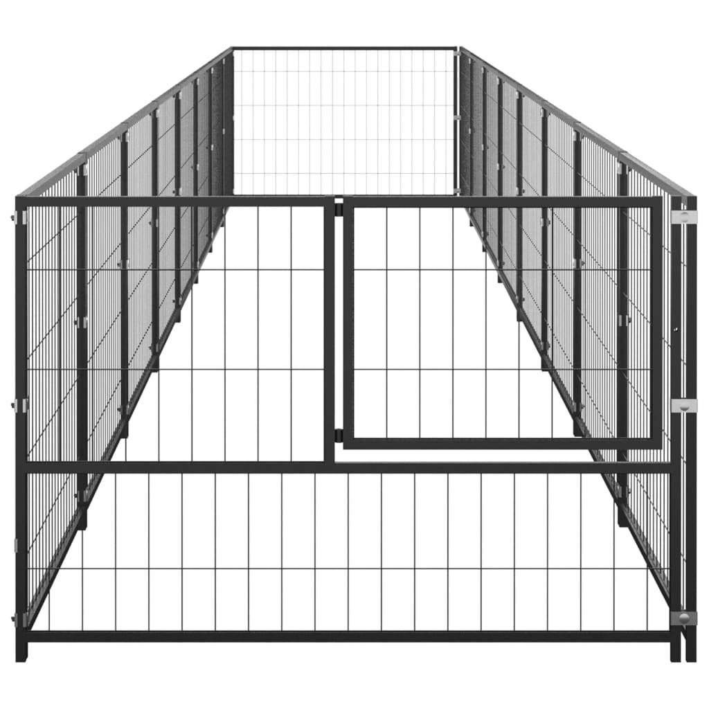 Gabbia per Cani Nera 8 m² in Acciaio