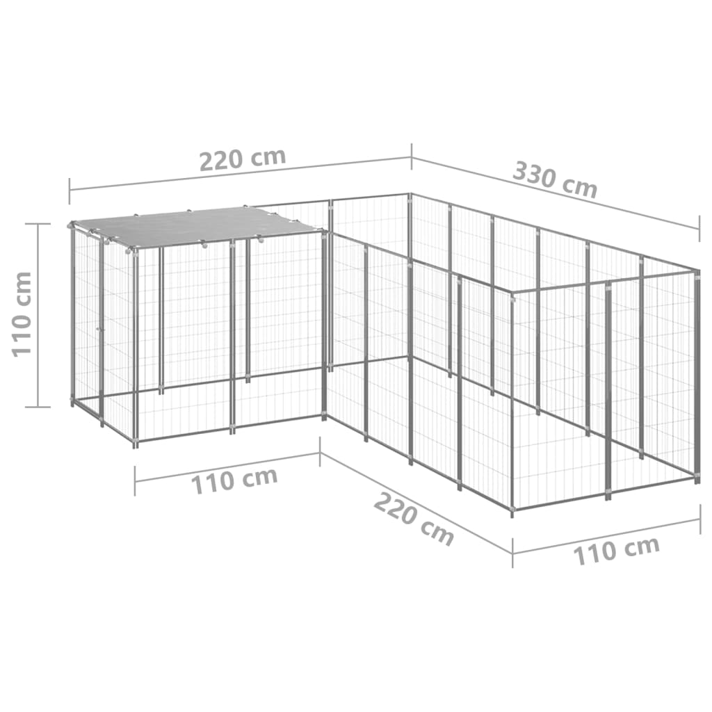 Gabbia per Cani Argento 4,84 m² in Acciaio