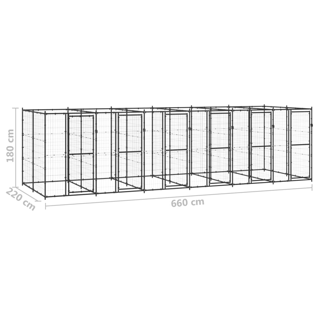 Gabbia per Cani da Esterno in Acciaio 14,52 m²