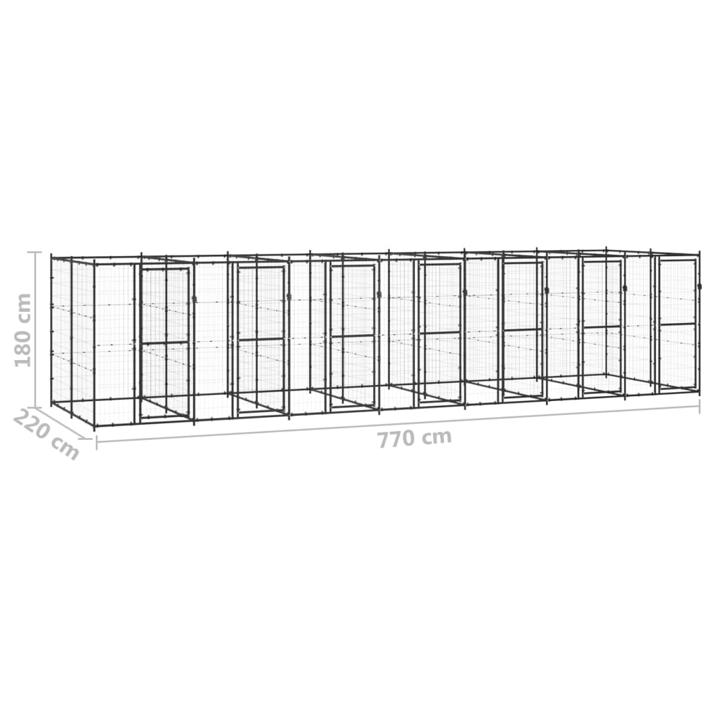 Gabbia per Cani da Esterno in Acciaio 16,94 m²