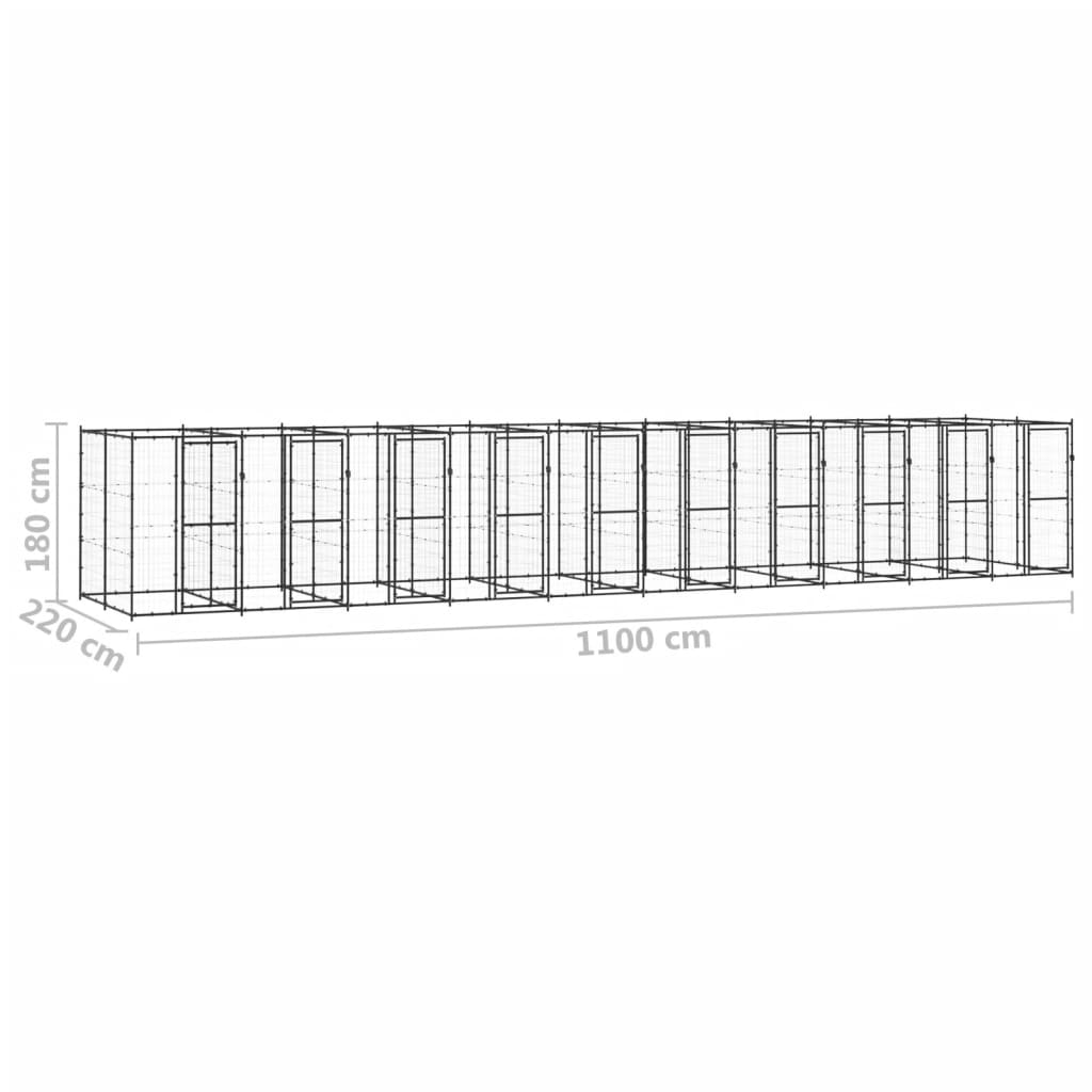 Gabbia per Cani da Esterno in Acciaio 24,2 m²