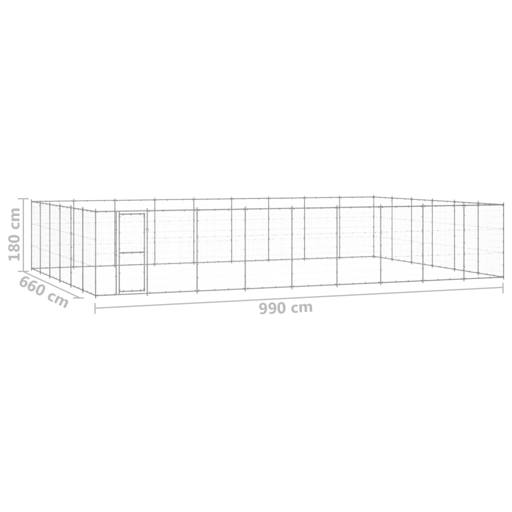 Gabbia per Cani da Esterno in Acciaio Zincato 65,34 m²