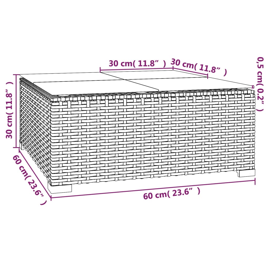 Set Mobili da Giardino 3 pz con Cuscini in Polyrattan Marrone