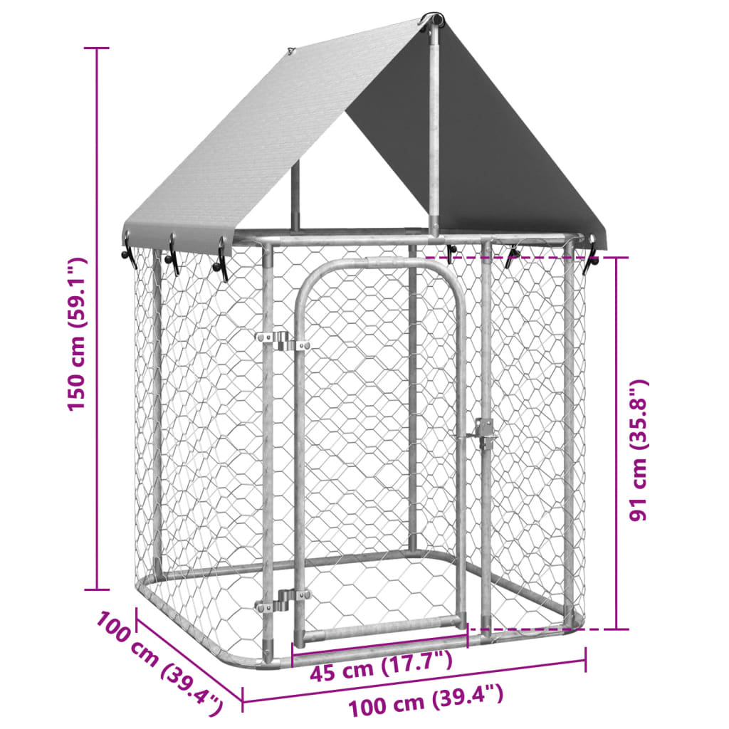 Gabbia per Cani da Esterno con Tetto 100x100x150 cm