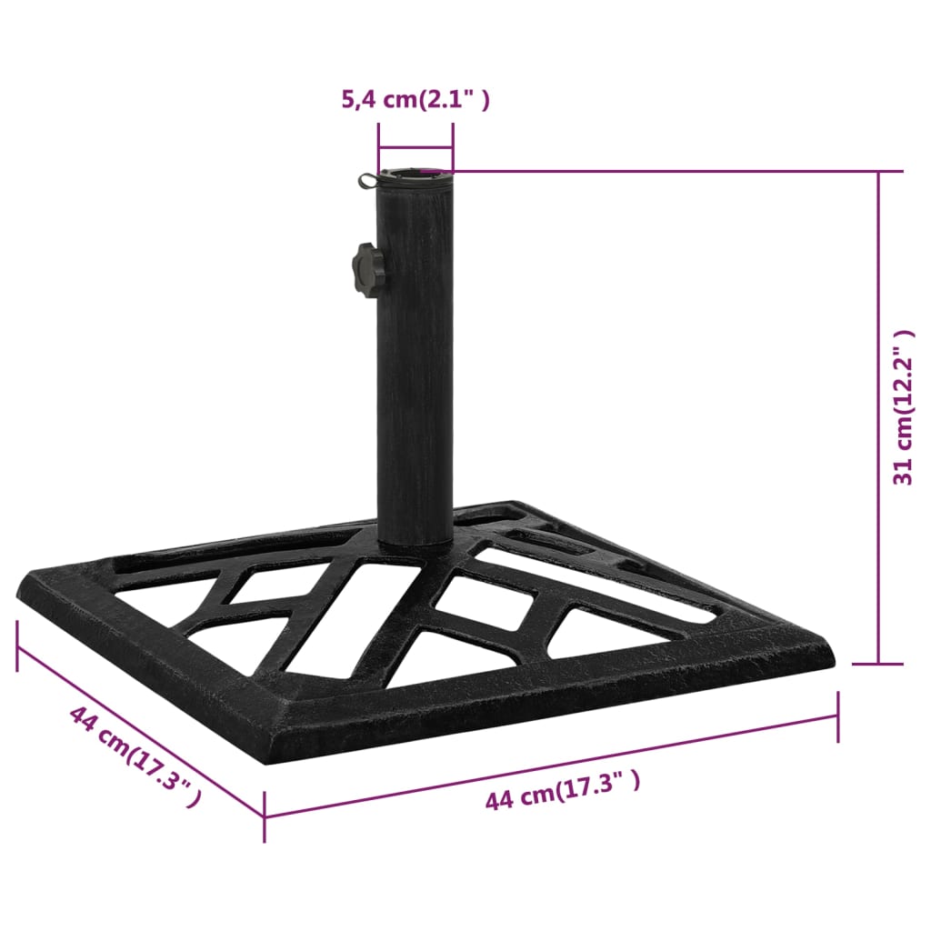 Base per Ombrellone Nera 44x44x31 cm in Ghisa