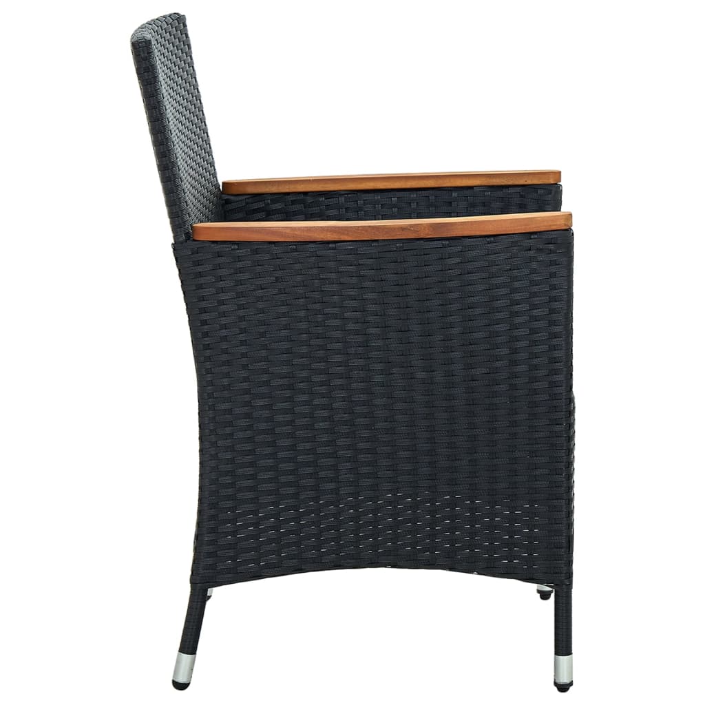 Set da Pranzo da Giardino 5 pz con Cuscini in Polyrattan Nero