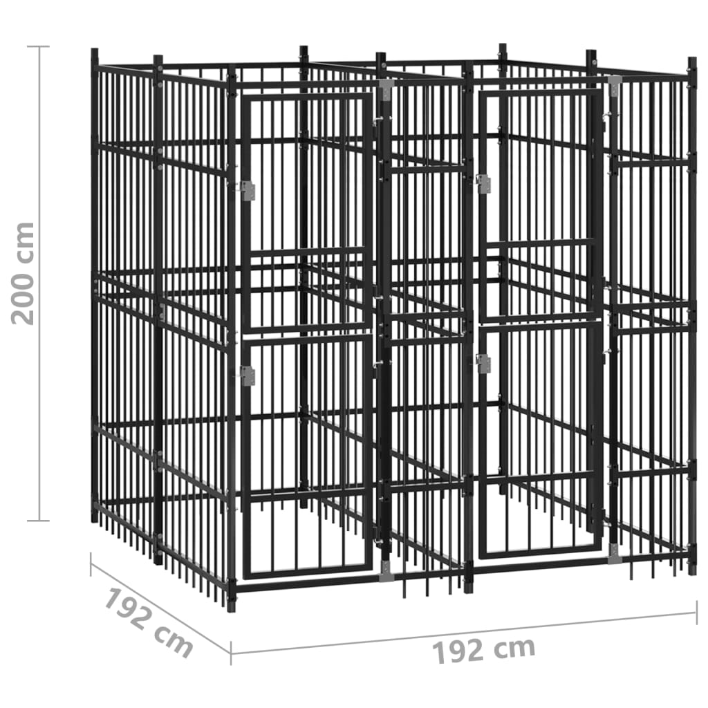 Gabbia per Cani da Esterno in Acciaio 3,69 m²