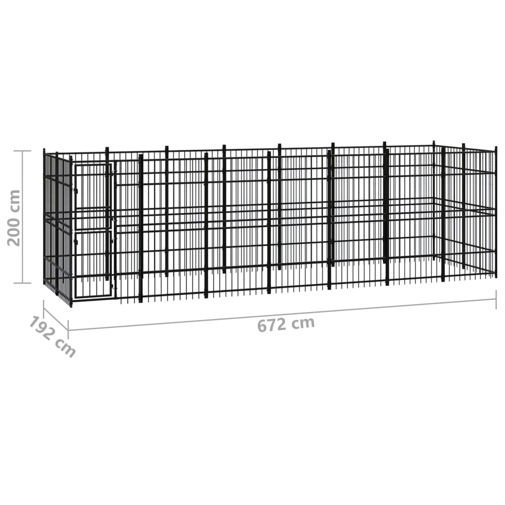 Gabbia per Cani da Esterno in Acciaio 12,9 m²