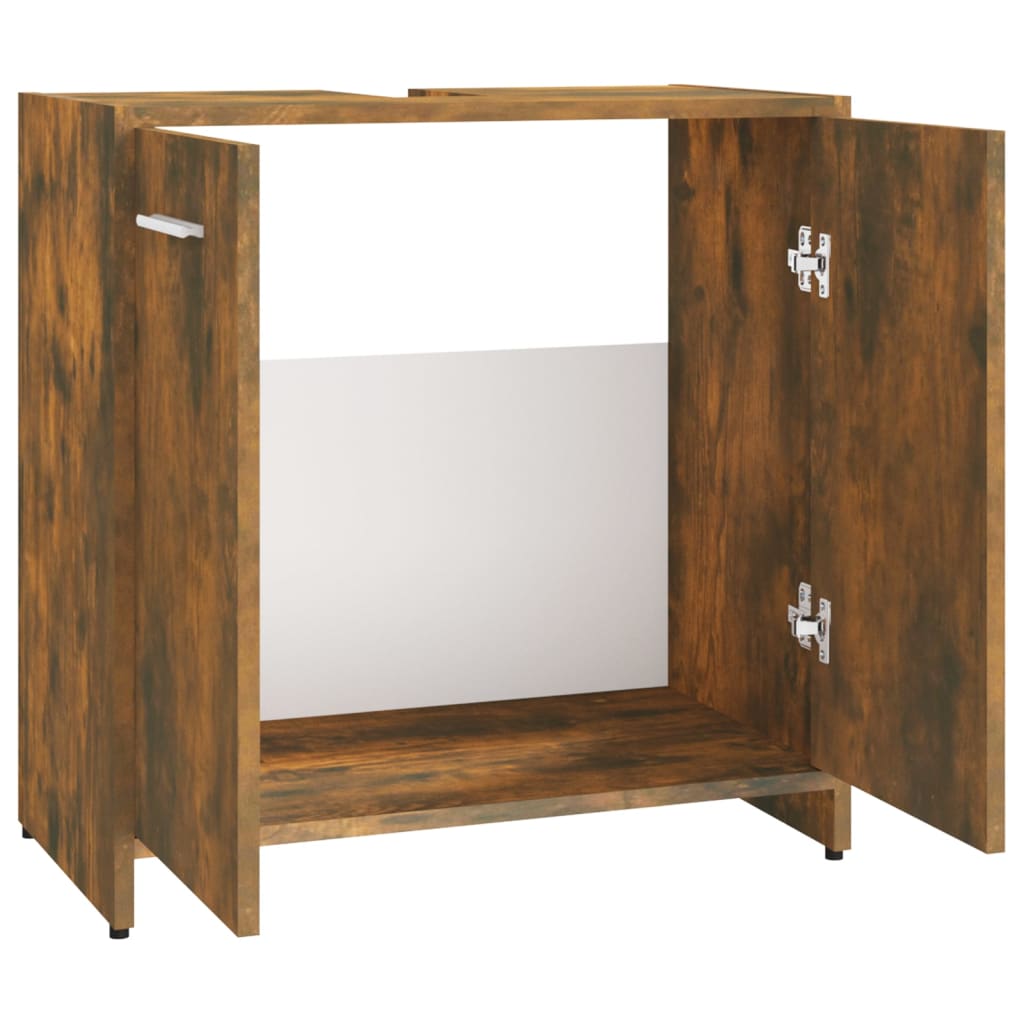 Armadietto Bagno Rovere Fumo 60x33x60 cm in Legno Multistrato