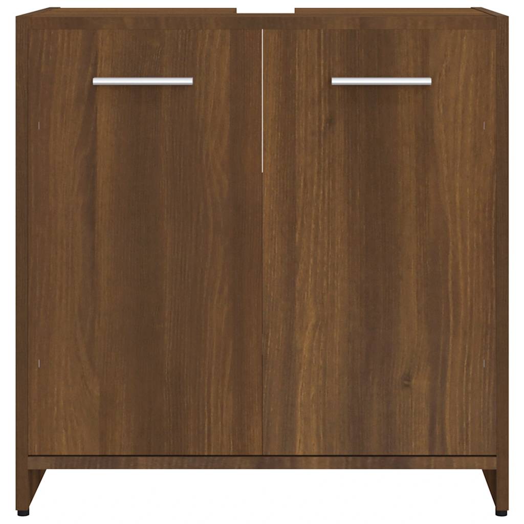 Armadietto Bagno Rovere Marrone 60x33x60cm Legno Ingegnerizzato