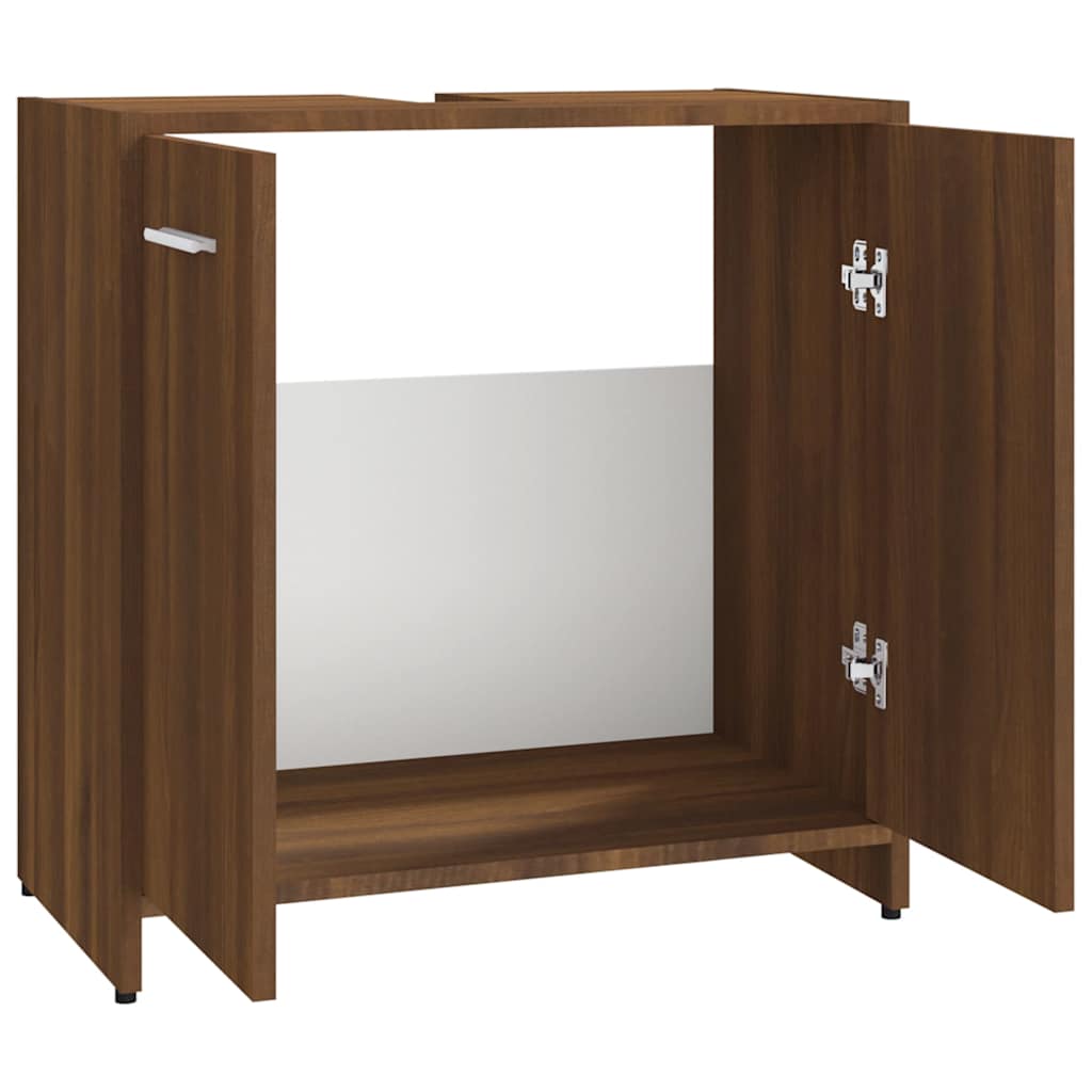 Armadietto Bagno Rovere Marrone 60x33x60cm Legno Ingegnerizzato