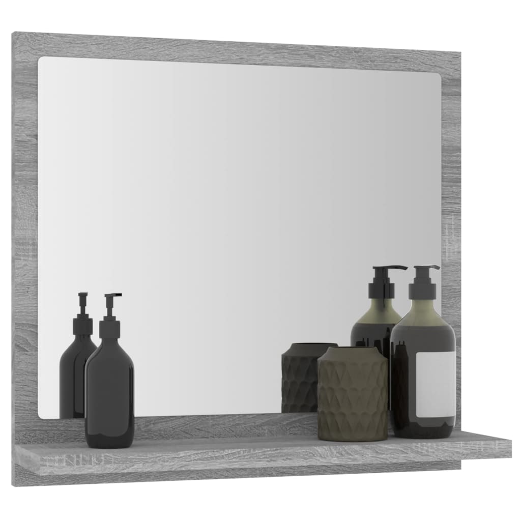 Specchio da Bagno Grigio Sonoma 40x10,5x37 cm Legno Multistrato