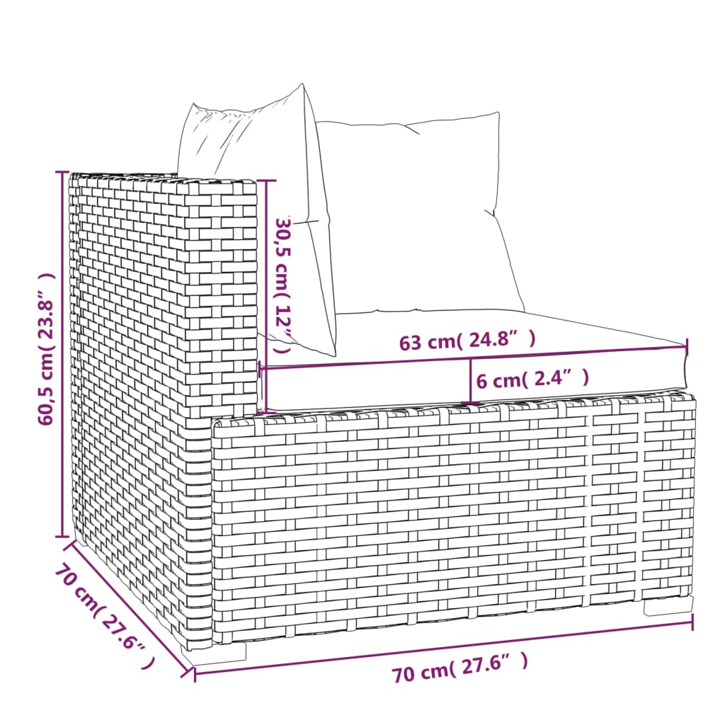 Set Divani da Giardino 9 pz con Cuscini in Polyrattan Grigio