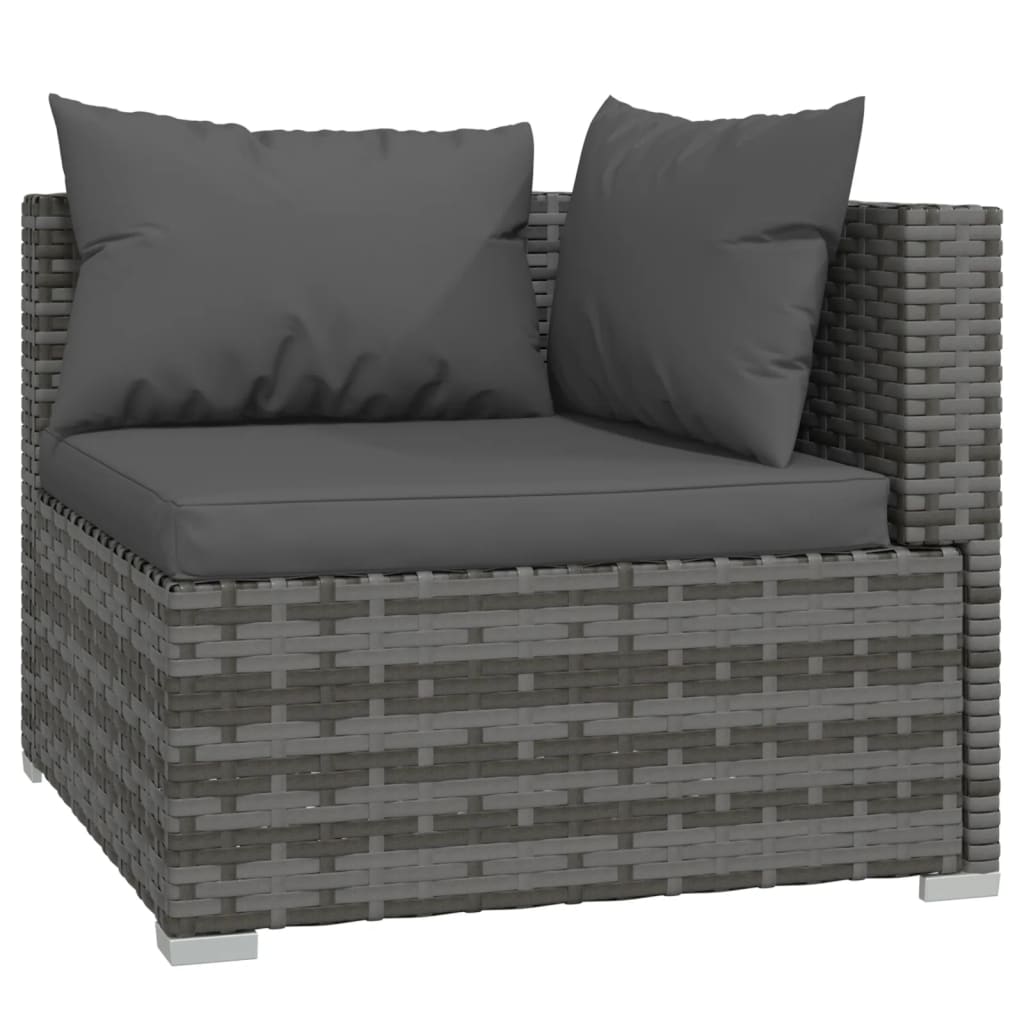 Set Divani da Giardino 9 pz con Cuscini in Polyrattan Grigio