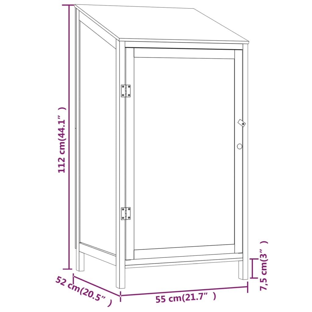 Capanno da Giardino 55x52x112 cm in Legno Massello di Abete