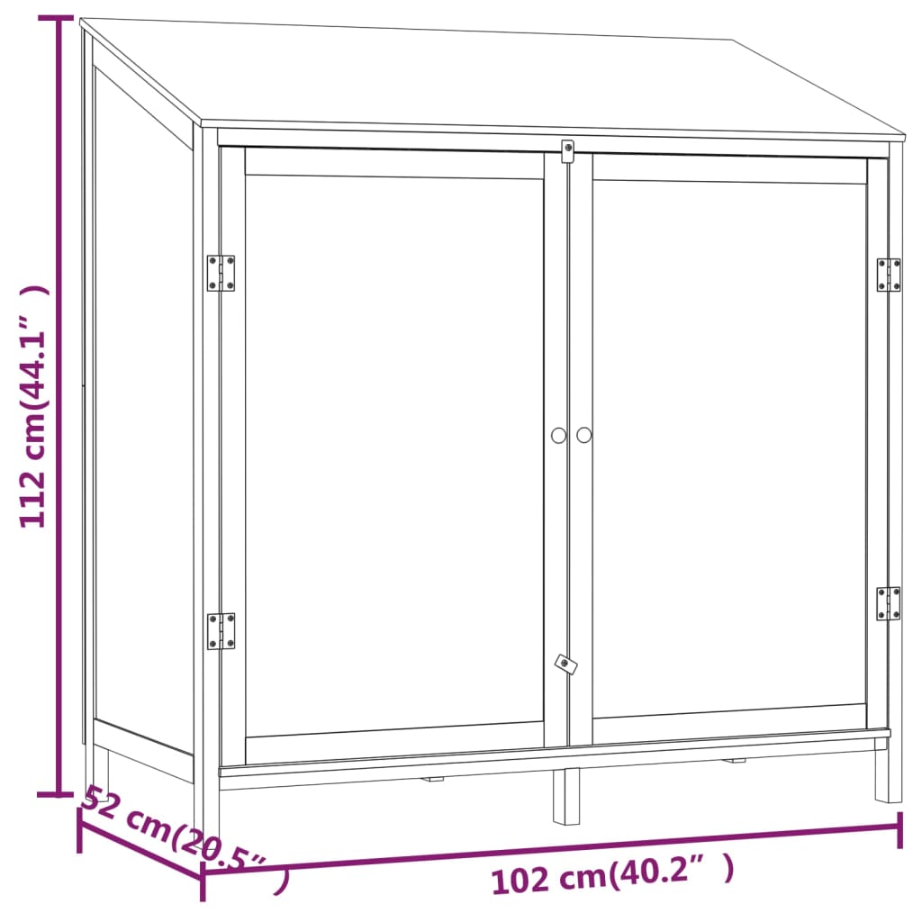 Capanno da Giardino Antracite 102x52x112cm Legno Massello Abete