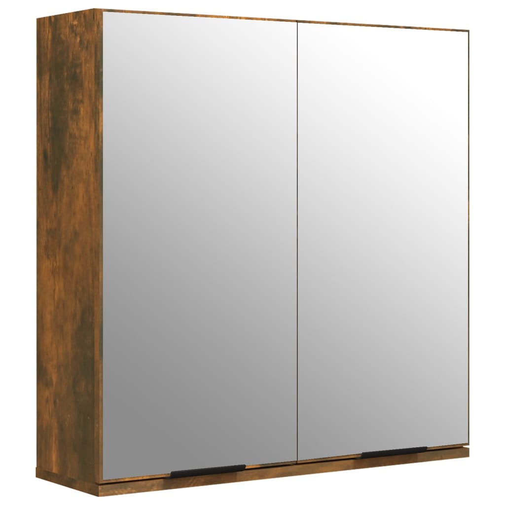 Armadietto a Specchio da Bagno Rovere Fumo 64x20x67 cm