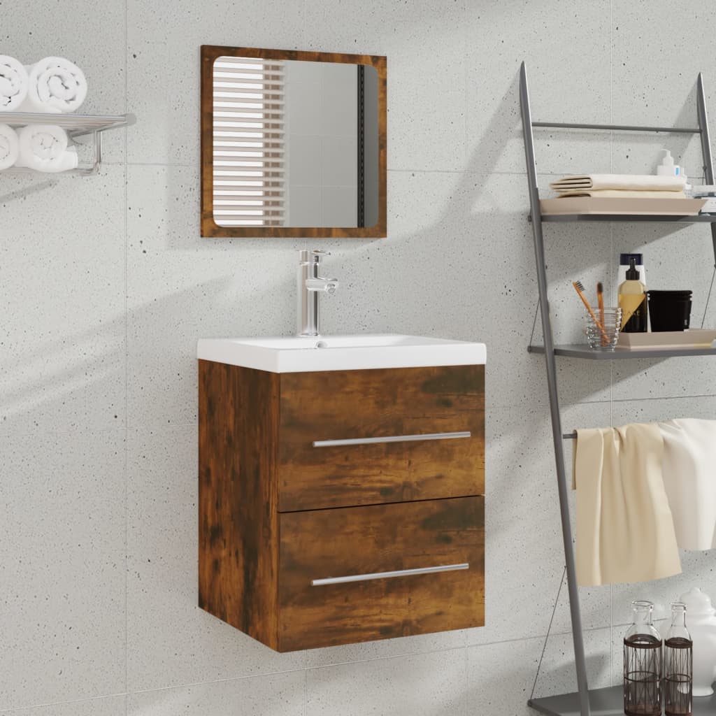 Mobile da Bagno con Specchio Rovere Fumo 41x38,5x48 cm