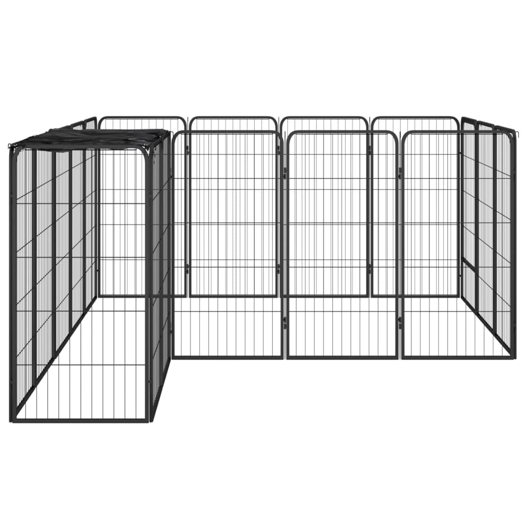 Box Cani 18 Pannelli Nero 50x100 cm Acciaio Verniciato Polvere