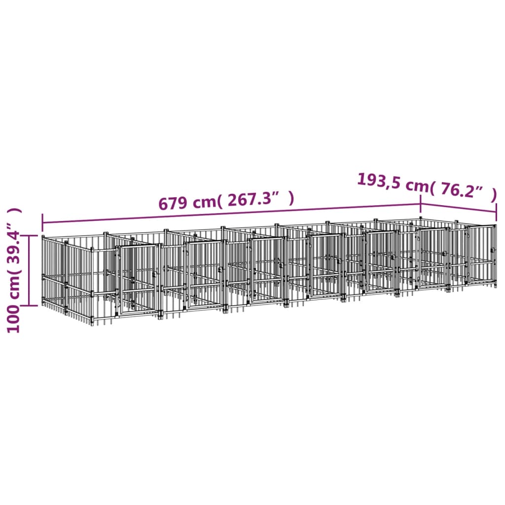 Gabbia per Cani da Esterno in Acciaio 13,14 m²