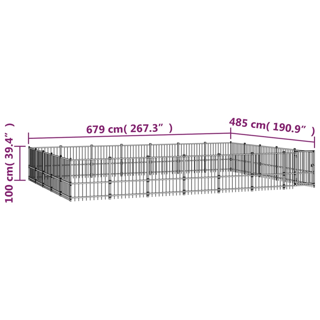 Gabbia per Cani da Esterno in Acciaio 32,93 m²