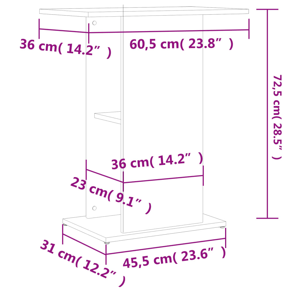 Supporto per Acquario 60,5x36x72,5cm Multistrato Grigio Cemento