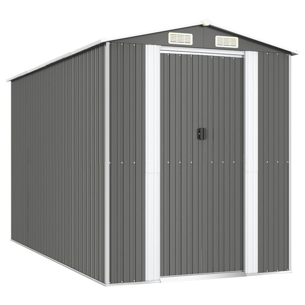 Capanno da Giardino Grigio Chiaro 192x357x223cm Acciaio Zincato