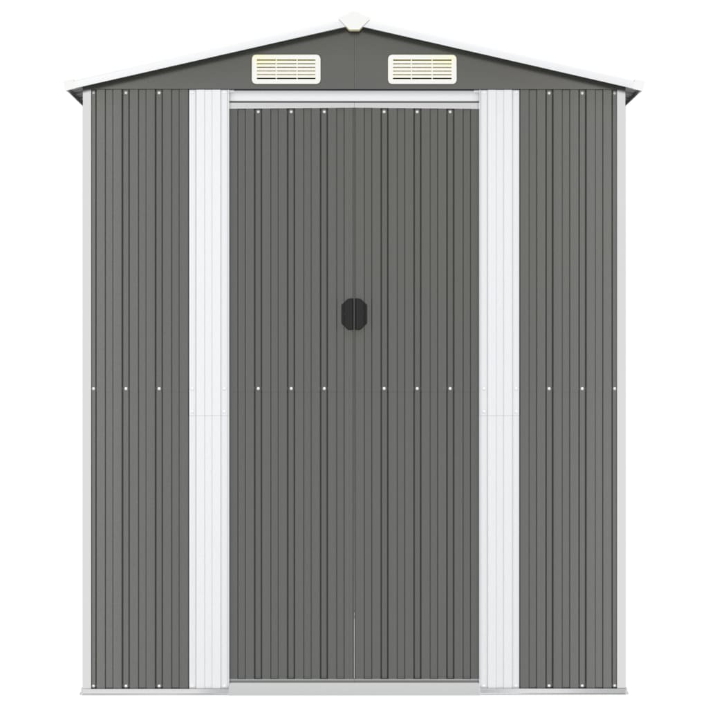 Capanno da Giardino Grigio Chiaro 192x357x223cm Acciaio Zincato