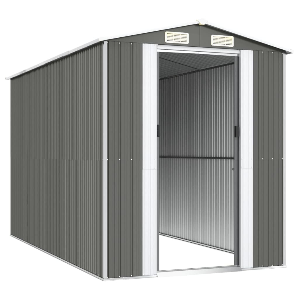 Capanno da Giardino Grigio Chiaro 192x357x223cm Acciaio Zincato