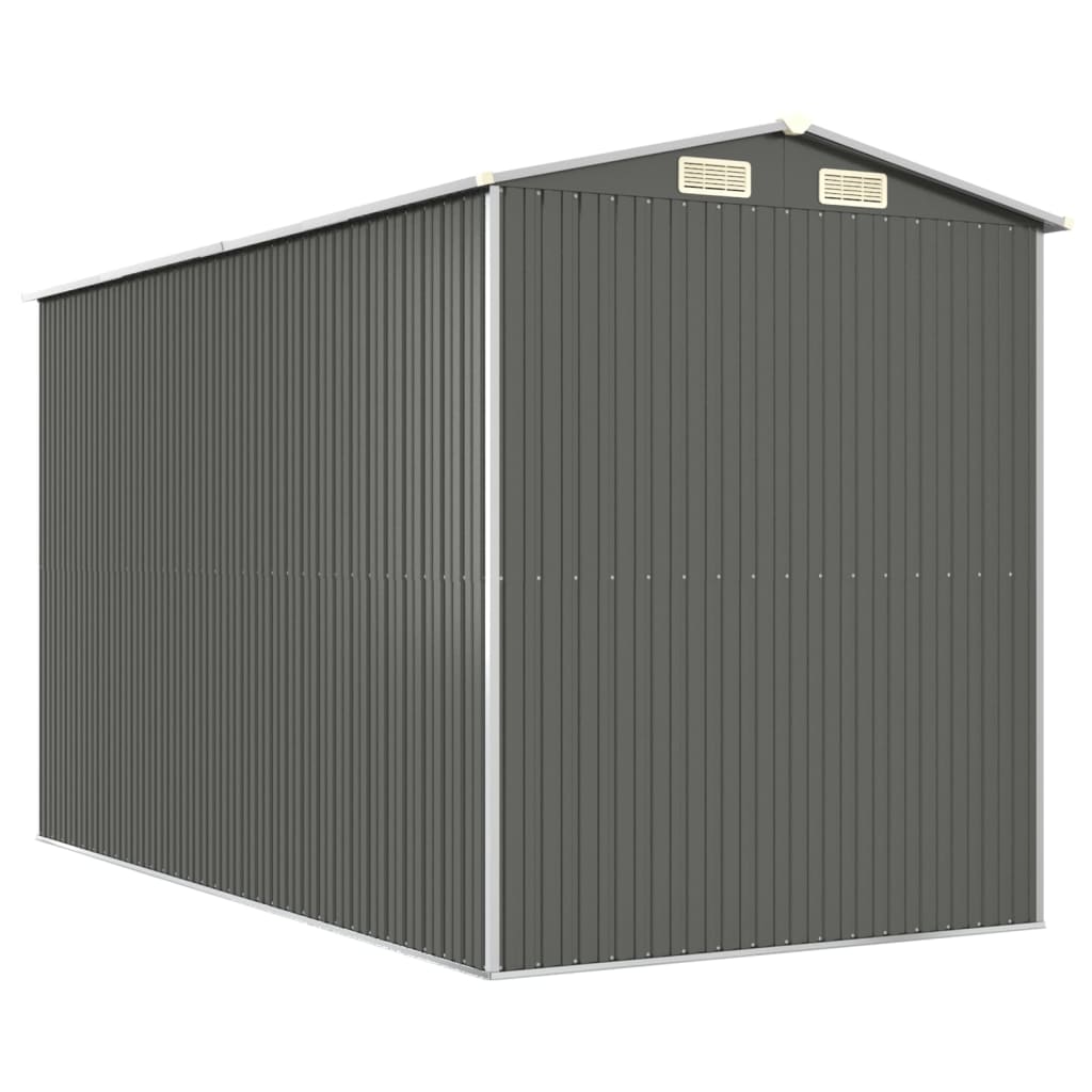 Capanno da Giardino Grigio Chiaro 192x357x223cm Acciaio Zincato