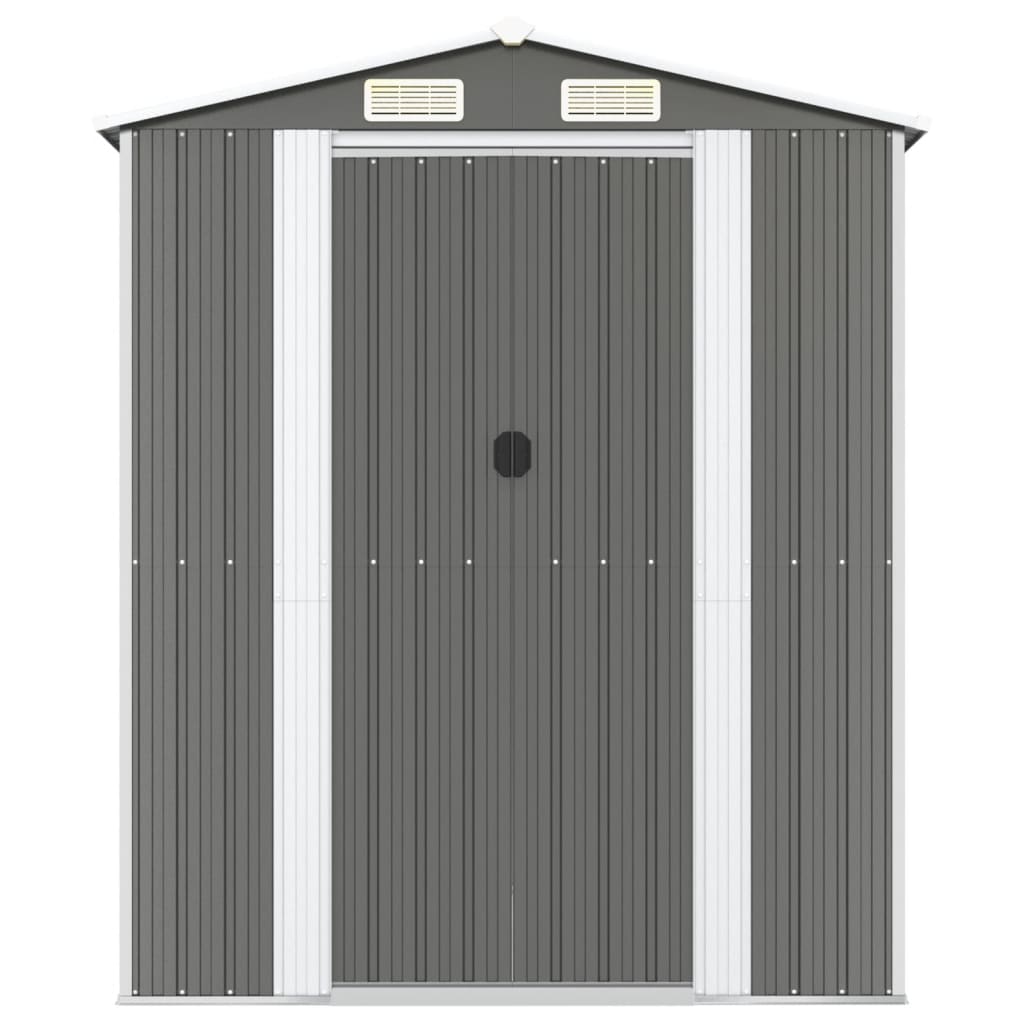 Capanno da Giardino Grigio Chiaro 192x440x223cm Acciaio Zincato