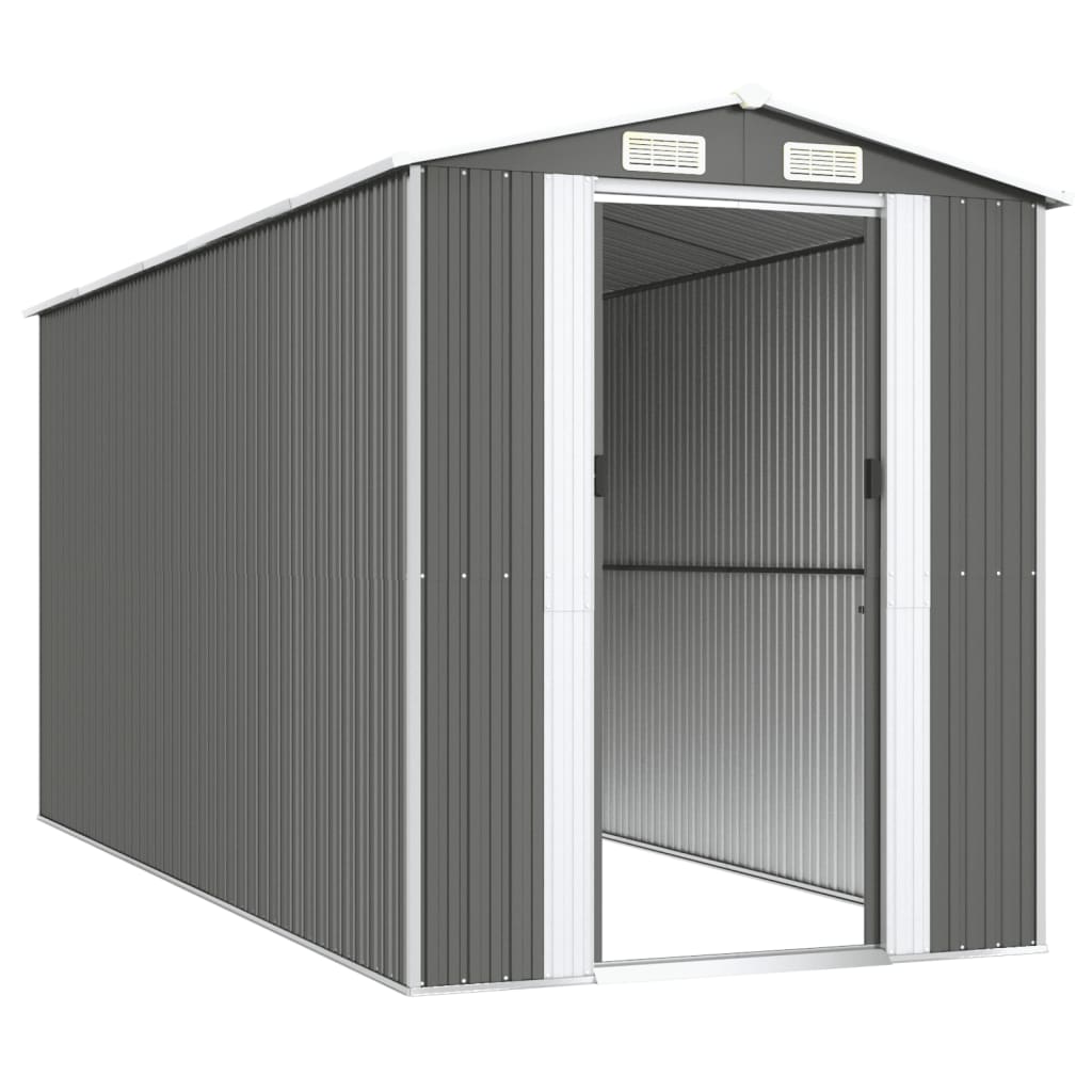 Capanno da Giardino Grigio Chiaro 192x440x223cm Acciaio Zincato