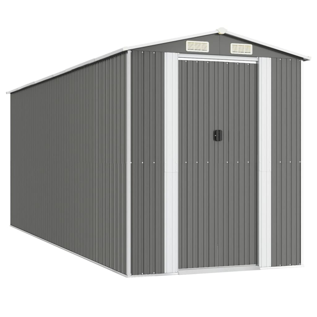 Capanno da Giardino Grigio Chiaro 192x523x223cm Acciaio Zincato