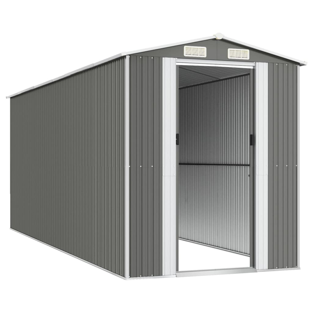Capanno da Giardino Grigio Chiaro 192x523x223cm Acciaio Zincato