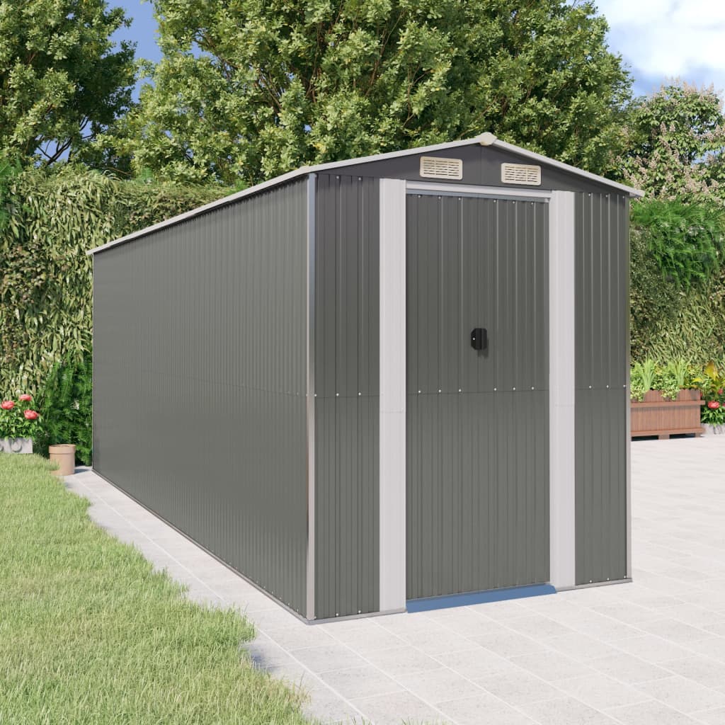 Capanno da Giardino Grigio Chiaro 192x523x223cm Acciaio Zincato