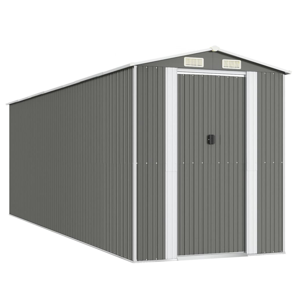 Capanno da Giardino Grigio Chiaro 192x606x223cm Acciaio Zincato