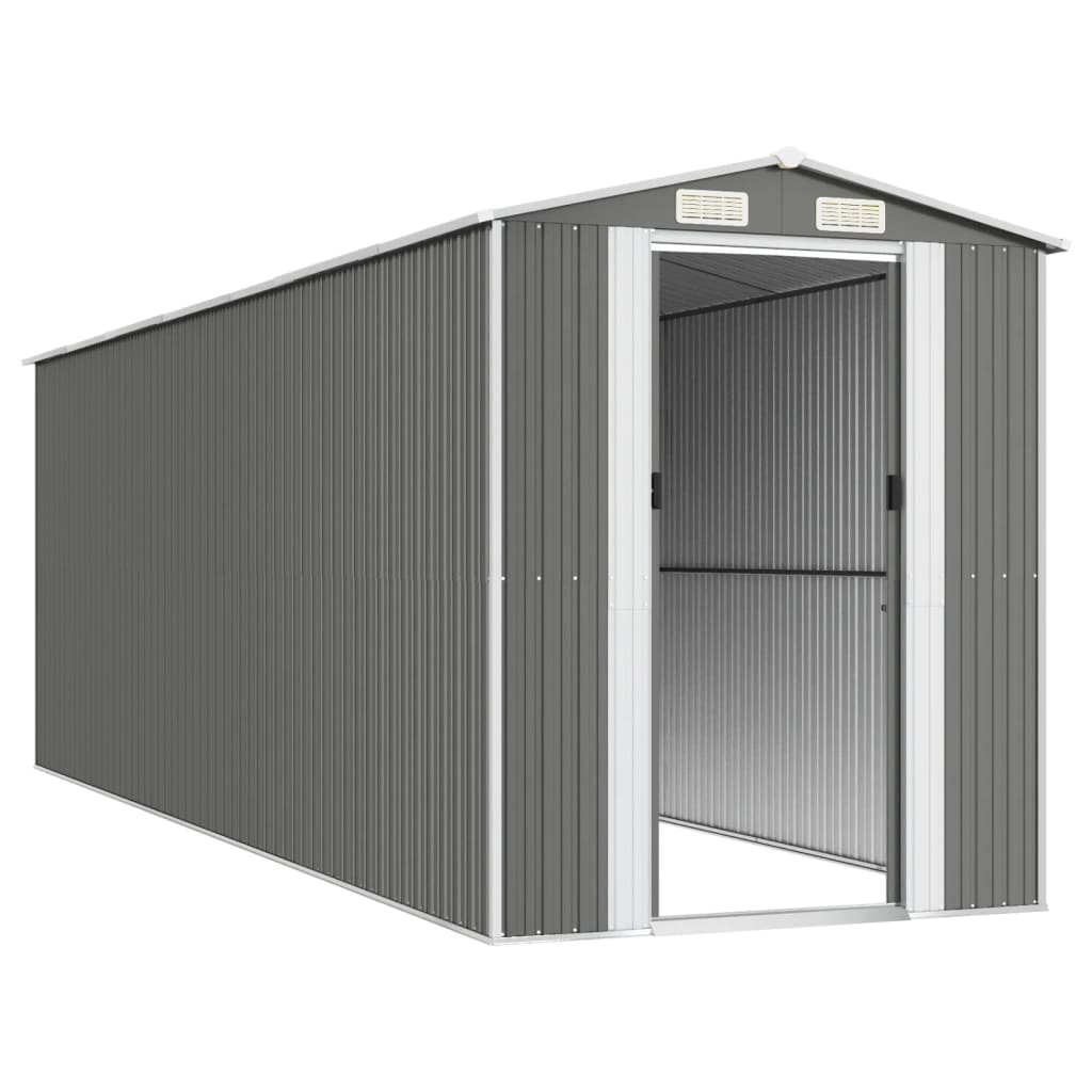 Capanno da Giardino Grigio Chiaro 192x606x223cm Acciaio Zincato