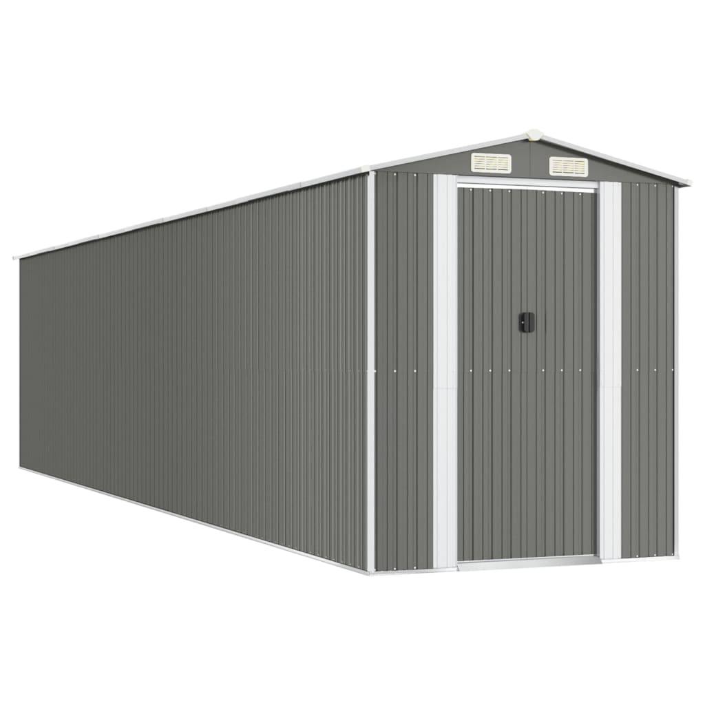 Capanno da Giardino Grigio Chiaro 192x855x223cm Acciaio Zincato