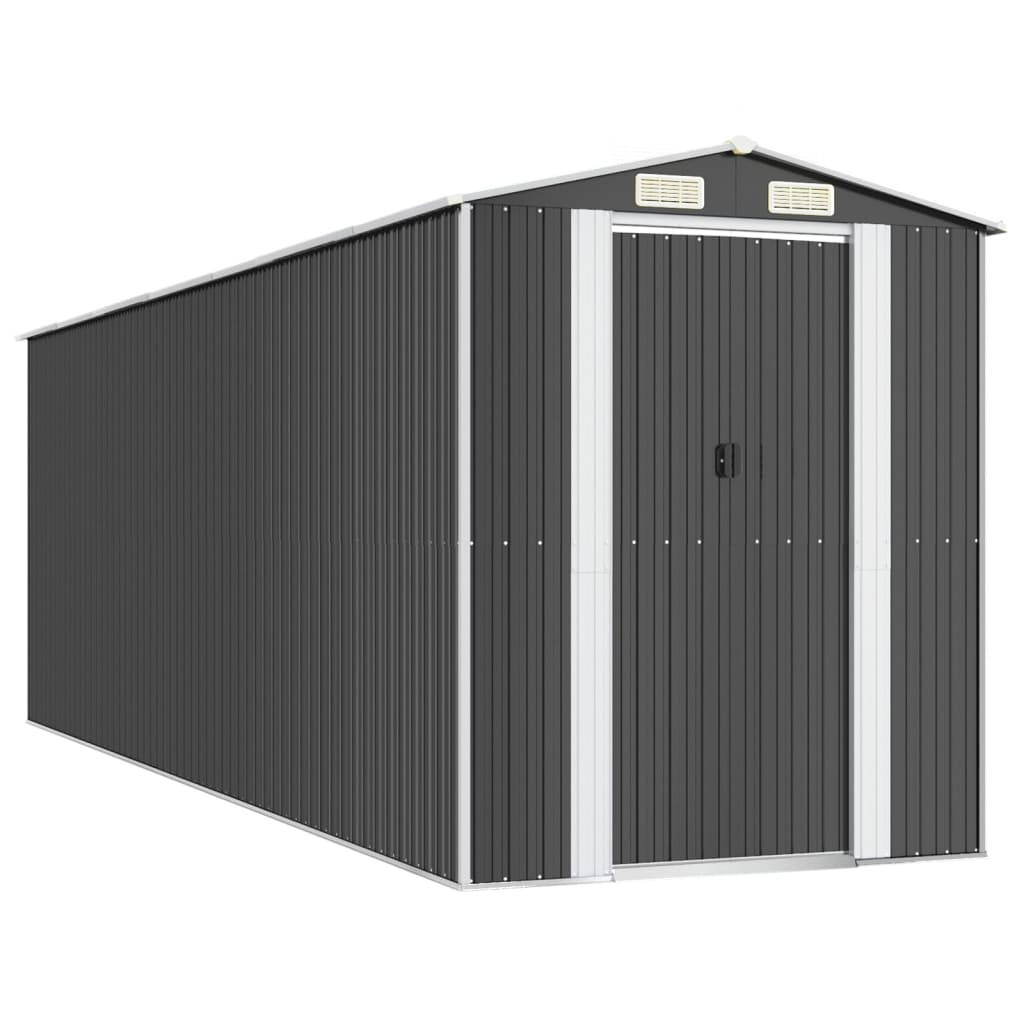 Capanno da Giardino Antracite 192x606x223 cm in Acciaio Zincato
