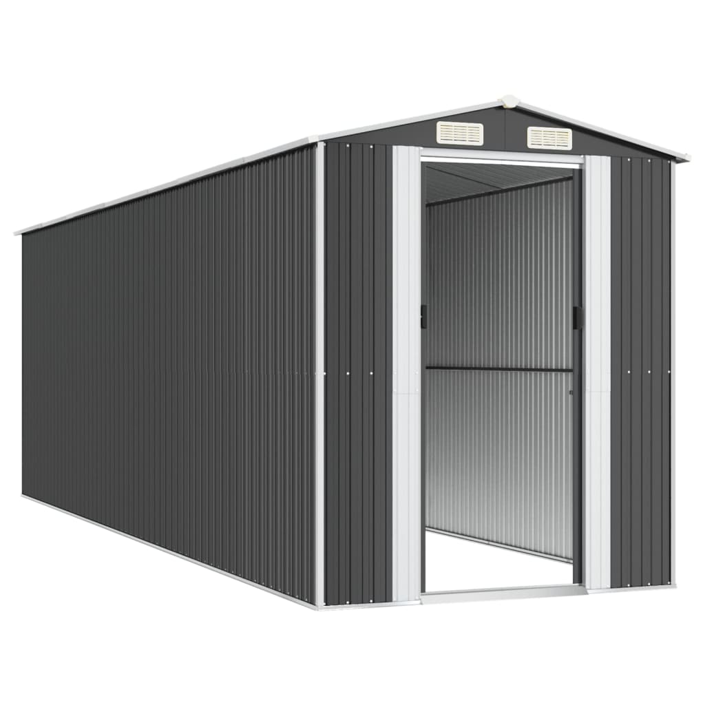Capanno da Giardino Antracite 192x606x223 cm in Acciaio Zincato