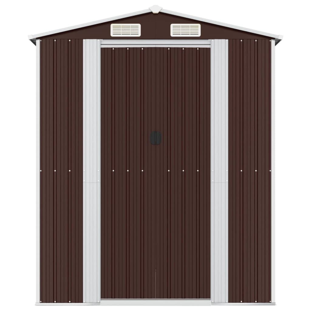 Capanno da Giardino Marrone Scuro 192x689x223cm Acciaio Zincato